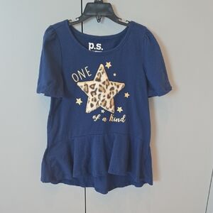 Aeropostale Navy Short Sleeve Peplum Tee with Gold Leopard Star